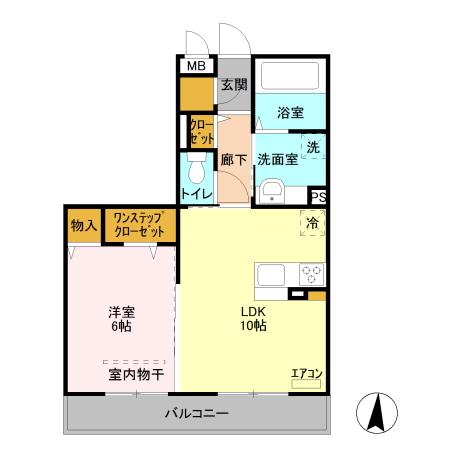 ステラタウン デネボラ(1LDK/2階)の間取り写真