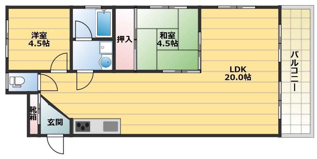 東部買出人センター(2LDK/4階)の間取り写真