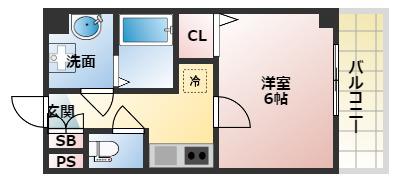 グランパシフィック松虫通(1K/2階)の間取り写真