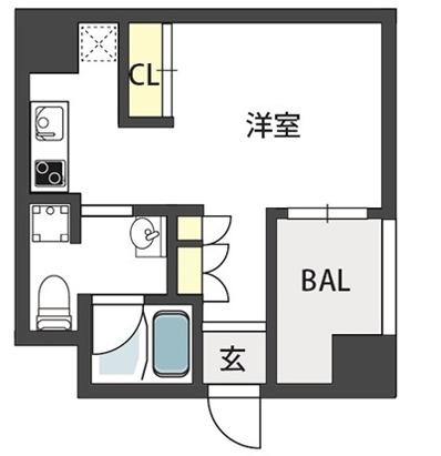GRANDSTEADY徳井町(ワンルーム/3階)の間取り写真