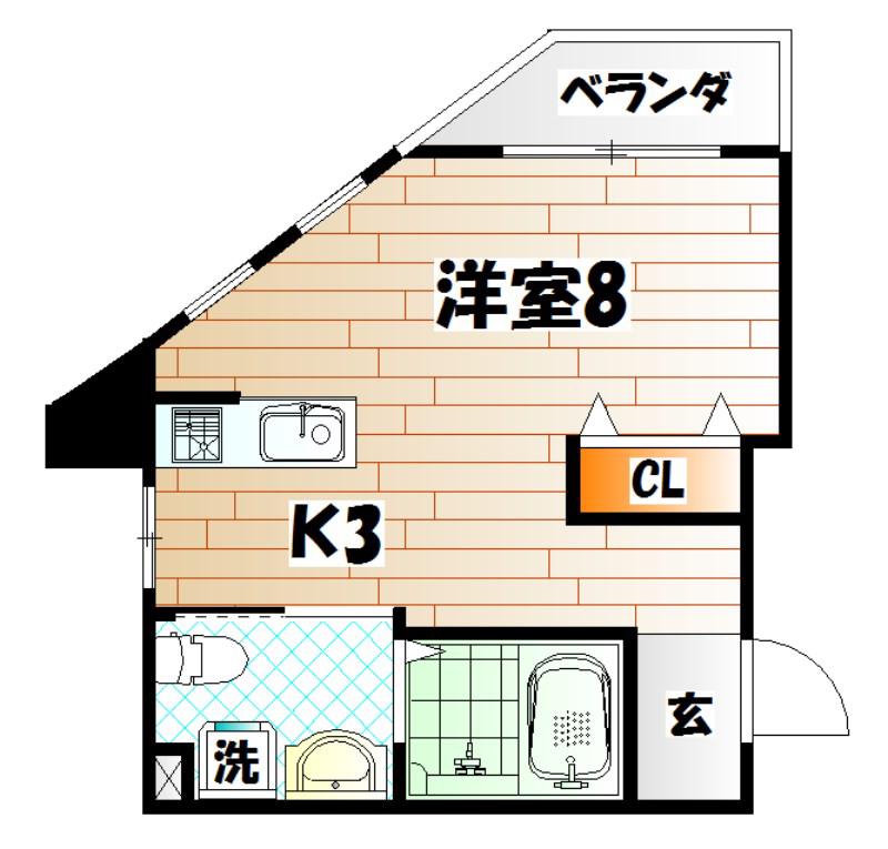 旦過タカヤコーポレーション(1K/5階)の間取り写真
