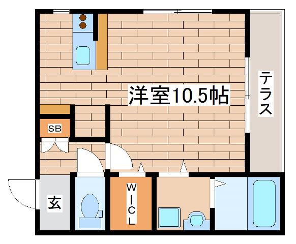 HCフラッツ青谷ガーデン(ワンルーム/1階)の間取り写真