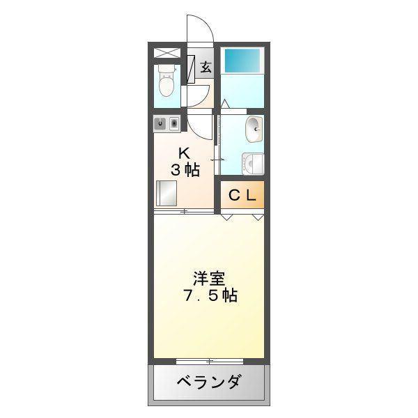 プリーダ(1K/1階)の間取り写真