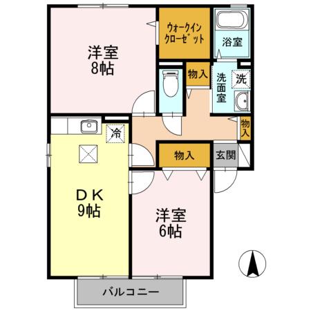 パストラル A棟(2LDK/1階)の間取り写真