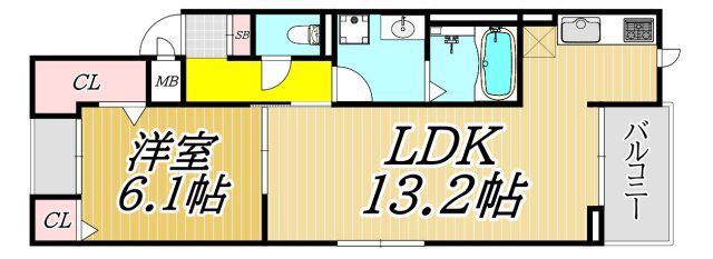 リヴァーサイド ヴィラ(1LDK/1階)の間取り写真
