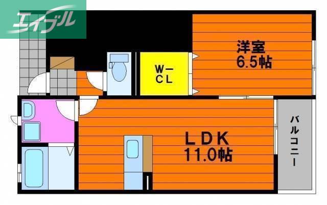 I.S延友 C棟(1LDK/1階)の間取り写真