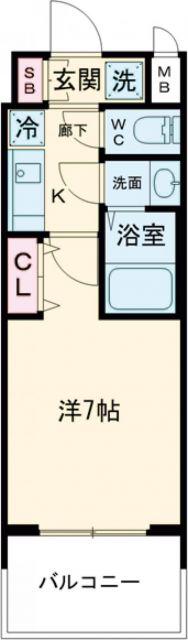 ソルテラスKOBE湊町(1K/7階)の間取り写真