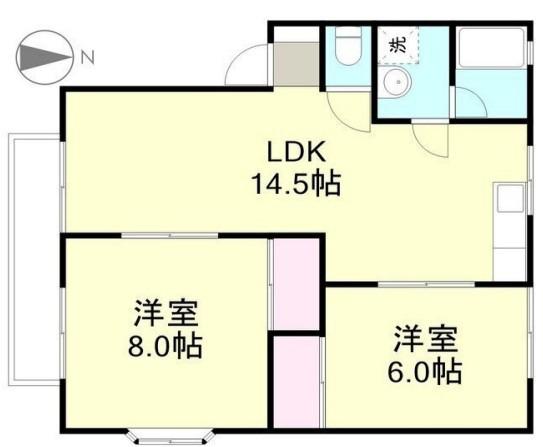 ロイヤルハイネス A(2LDK/2階)の間取り写真