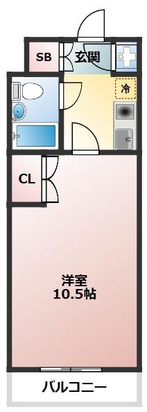 アルファ王子本町ウエスト(1K/4階)の間取り写真
