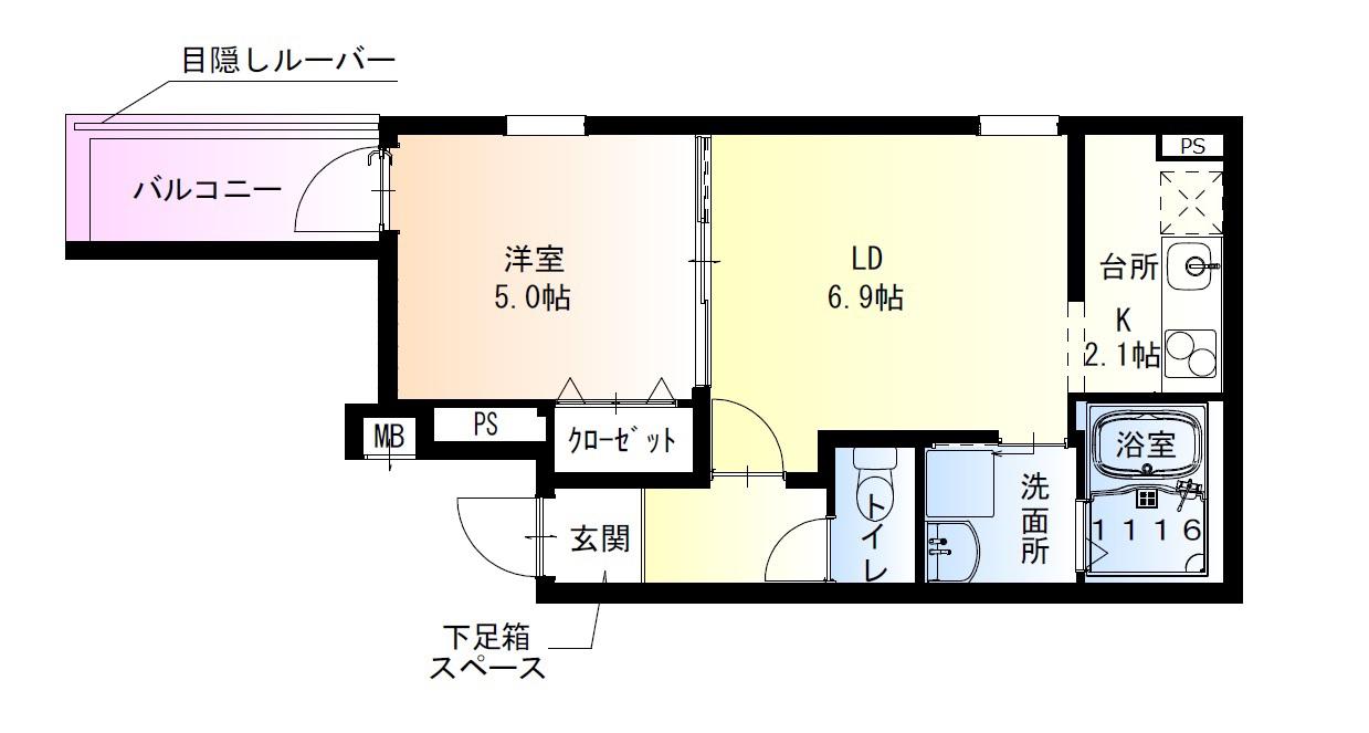 フジパレス高石千代田II番館(1LDK/3階)の間取り写真