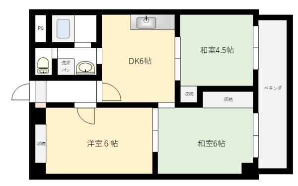 エリジェール新森(3DK/8階)の間取り写真