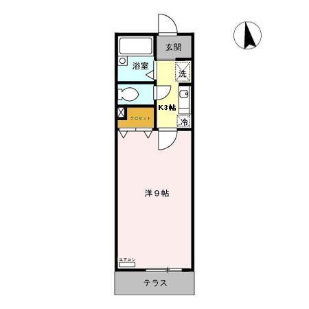 ベルドミール(1K/1階)の間取り写真