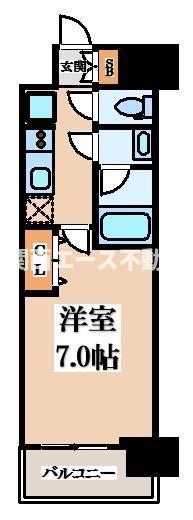 ソルテラス OSAKA イースト GATE(1K/7階)の間取り写真