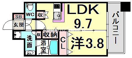 アーバネックス神戸六甲(1LDK/6階)の間取り写真