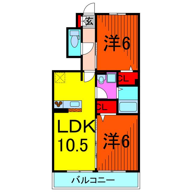 MIO BLOOM(2LDK/1階)の間取り写真