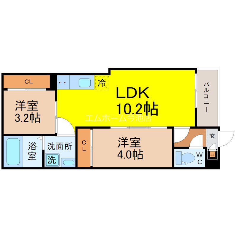 REGALEST上飯田駅(2LDK/2階)の間取り写真