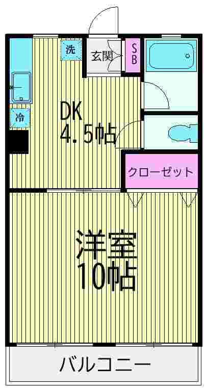 マンション富士(1DK/2階)の間取り写真