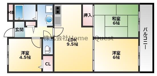 ハイグレード法善寺(3DK/1階)の間取り写真