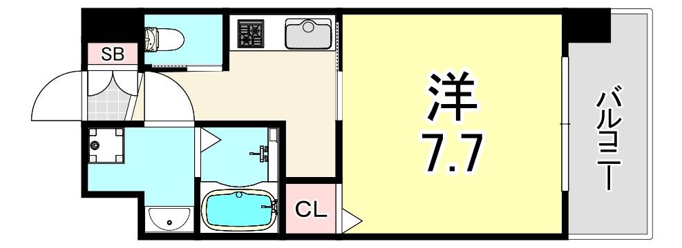アール大阪リュクス(1K/2階)の間取り写真