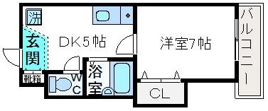 プリミエール高槻(1DK/1階)の間取り写真