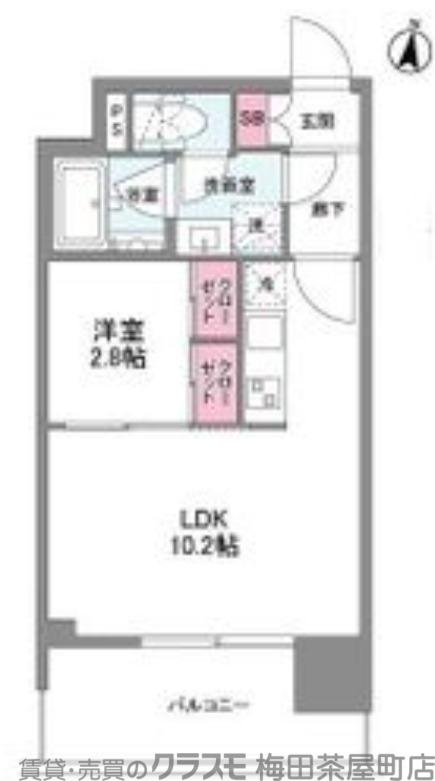 シーズンフラッツ中崎(1LDK/6階)の間取り写真
