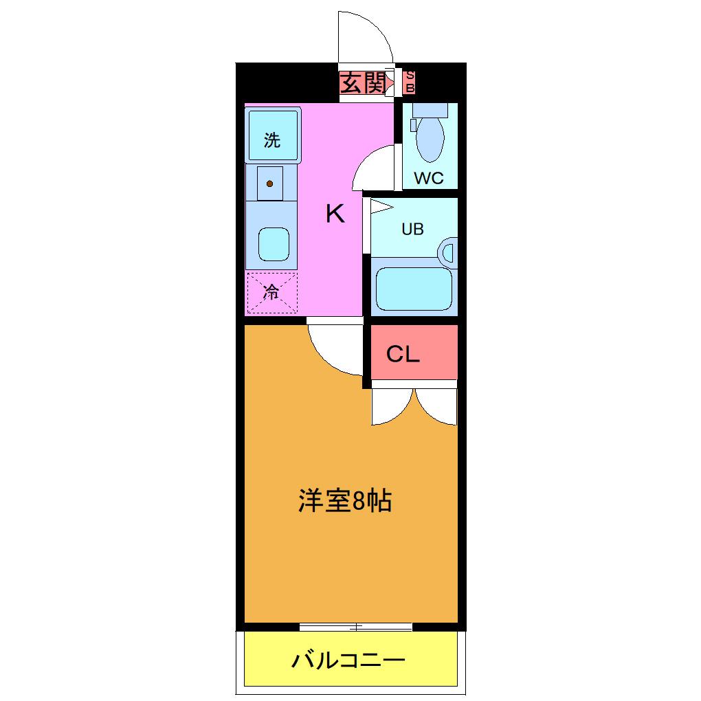 アルカサル浦安(1K/5階)の間取り写真