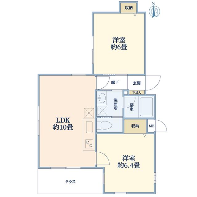 ル・ポール東白楽XII(2LDK/1階)の間取り写真