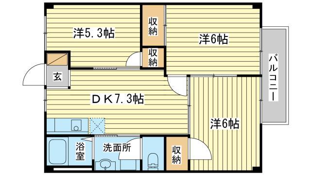 ニューシティ勢田(3DK/2階)の間取り写真