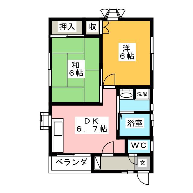 ツインハウス(2DK/2階)の間取り写真