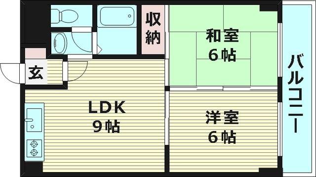 ジョイテルⅢ(2LDK/2階)の間取り写真