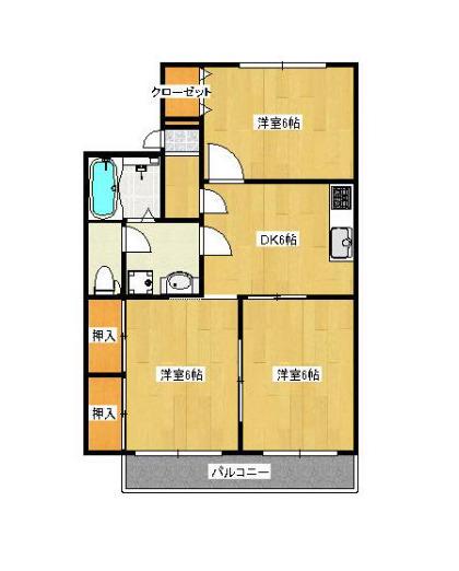 セジュール高崎A棟(3DK/2階)の間取り写真