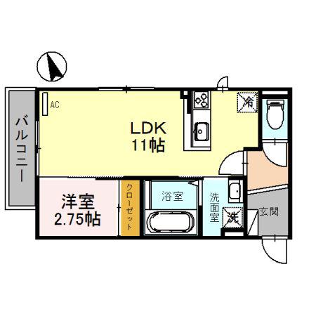エアリアル(1LDK/2階)の間取り写真