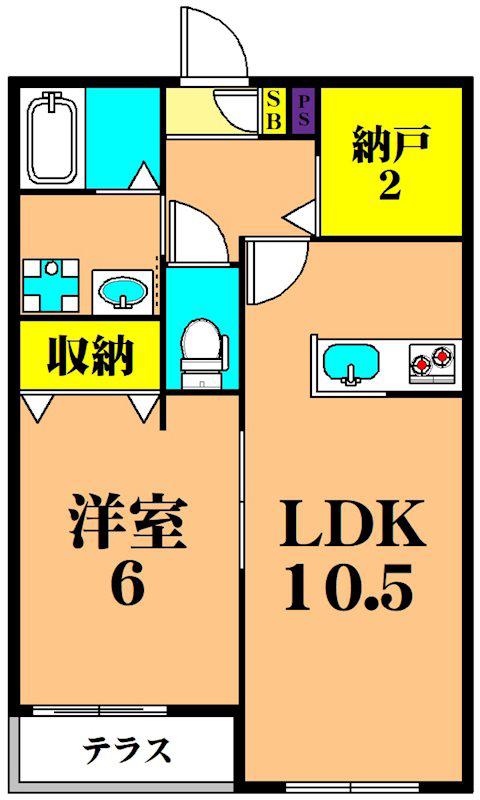 グランレーヴ(1LDK/1階)の間取り写真