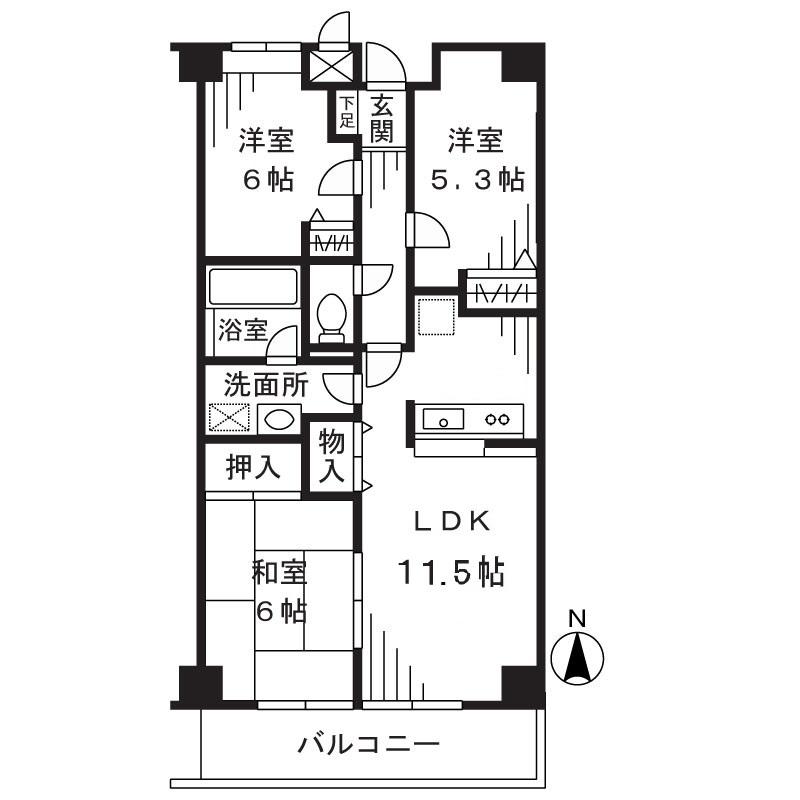 アスラン宮崎台(3LDK/4階)の間取り写真