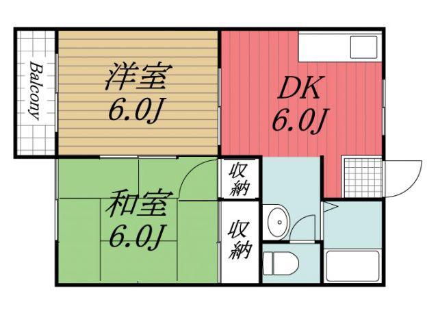 クレール佐倉(2DK/1階)の間取り写真