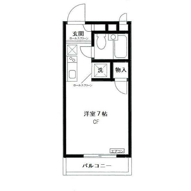 ヴィラソレーユ(ワンルーム/2階)の間取り写真