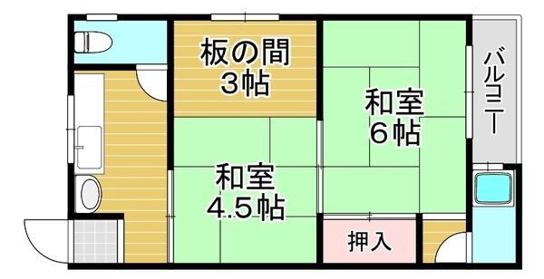 嶋川マンション(2SK/3階)の間取り写真