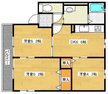 レトアK・I・M(3DK/1階)の間取り写真