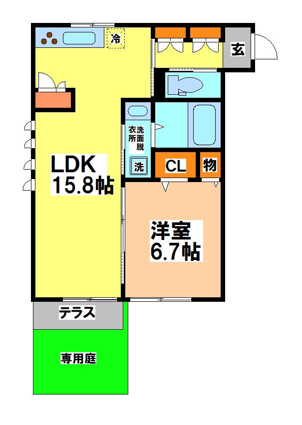 パークサイド レジデンス(1LDK/1階)の間取り写真