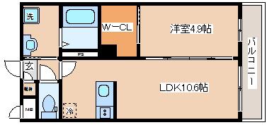 エスメラルダ 谷上(1LDK/3階)の間取り写真