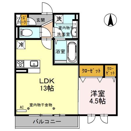 チェレステ(1LDK/3階)の間取り写真