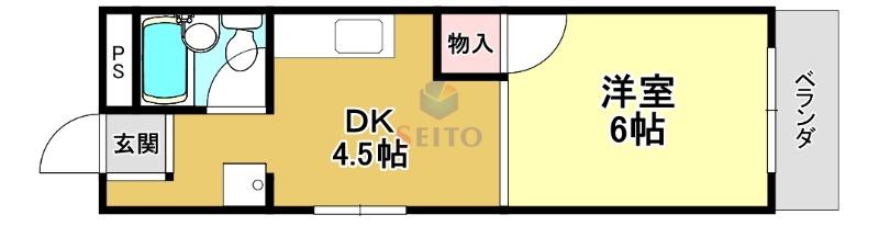 阪急曽根ユーリプラザII(ワンルーム/9階)の間取り写真
