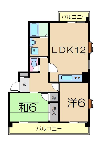 アルファメゾン(2LDK/2階)の間取り写真