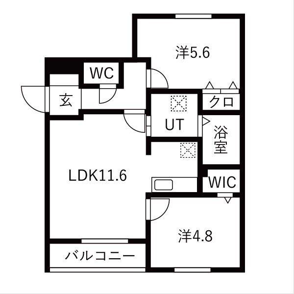 ロワ・クレール(2LDK/2階)の間取り写真