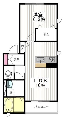 シャーメゾン銀兎(1LDK/2階)の間取り写真