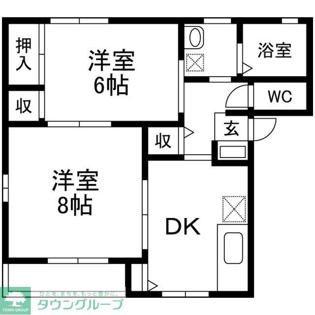 サンビアン P棟(2DK/1階)の間取り写真