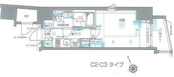 ZOOM恵比寿(1K/3階)の間取り写真