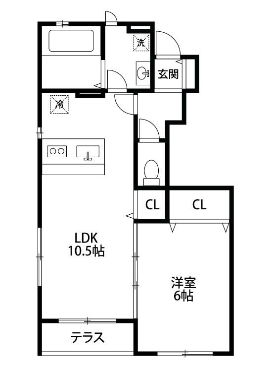 プルメリアB(1LDK/1階)の間取り写真