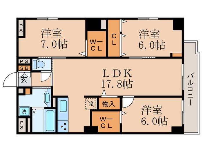 ときわぎ(3LDK/5階)の間取り写真