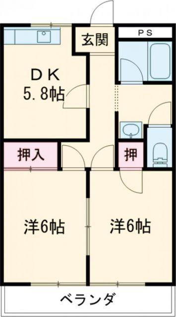 ファーストハイツ(2DK/1階)の間取り写真